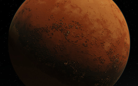 Mars  Scientific illustration -  planetary landscape far away from Earth in deep spaceの写真素材