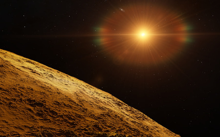 Mars  Scientific illustration -  planetary landscape far away from Earth in deep spaceの写真素材