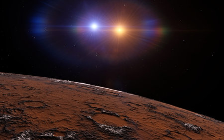 Mars  Scientific illustration -  planetary landscape far away from Earth in deep space