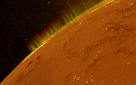 Mars  Scientific illustration -  planetary landscape far away from Earth in deep spaceの写真素材