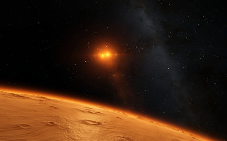 Mars  Scientific illustration -  planetary landscape far away from Earth in deep space