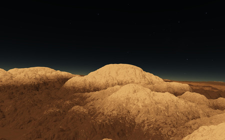 Mars Scientific illustration -  planetary landscape far away from Earth in deep spaceの写真素材