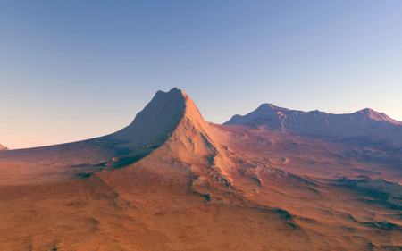 Mars Scientific illustration -  planetary landscape far away from Earth in deep spaceの写真素材