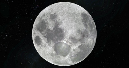 Moon scientific illustration - calm beautyful moon landscape