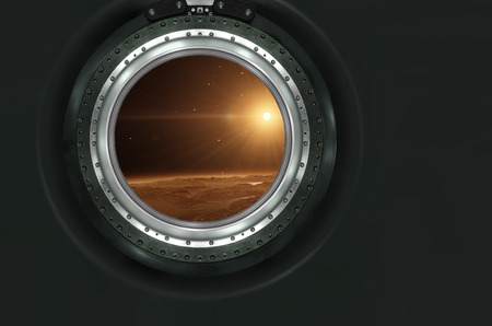 Moon, Mars of alien planet landscape. View from spaceship. Elements of this image furnished by NASA.の写真素材