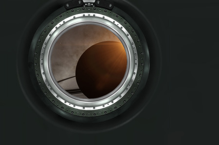 Saturn or alien planet view from spaceship . の写真素材