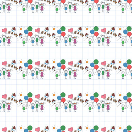 Vector seamless pattern. Kids, school and education imageのイラスト素材