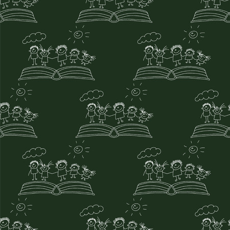 Vector seamless pattern. Kids, school and education imageのイラスト素材