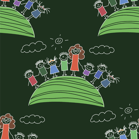 Vector seamless pattern. Kids, school and education imageのイラスト素材