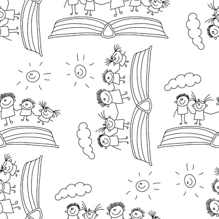 Vector seamless pattern. Kids, school and education imageのイラスト素材