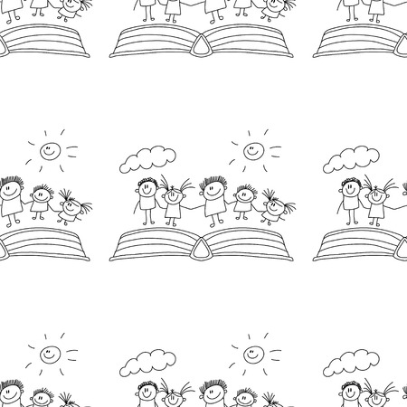 Vector seamless pattern. Kids, school and education imageのイラスト素材