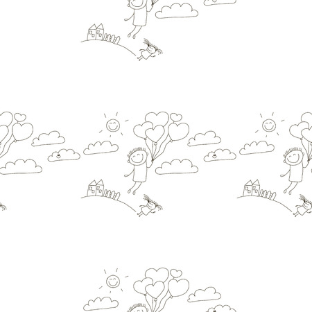 Vector seamless pattern. Kids, school and education imageのイラスト素材