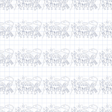 Vector seamless pattern. Kids, school and education imageのイラスト素材