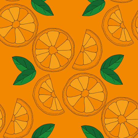 Citrus seamless pattern. Vector oranges isolated on color background.