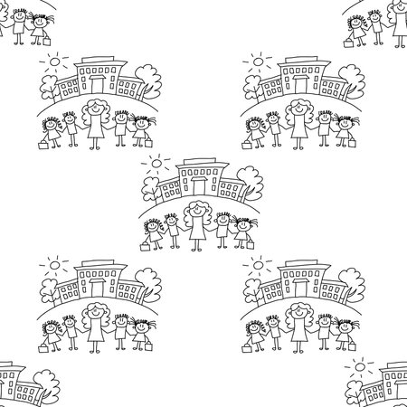 Seamless colorful vector pattern. Kids drawing styleの写真素材