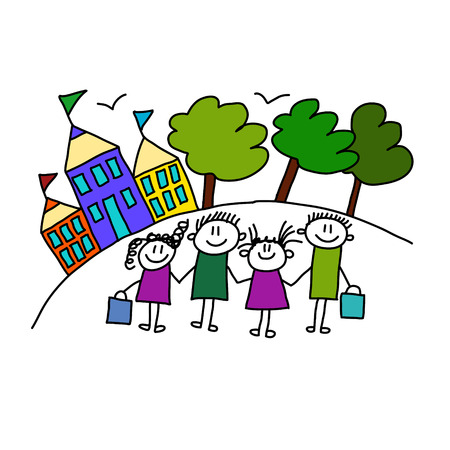 Seamless vector pattern. Kids drawing style backgroundの写真素材