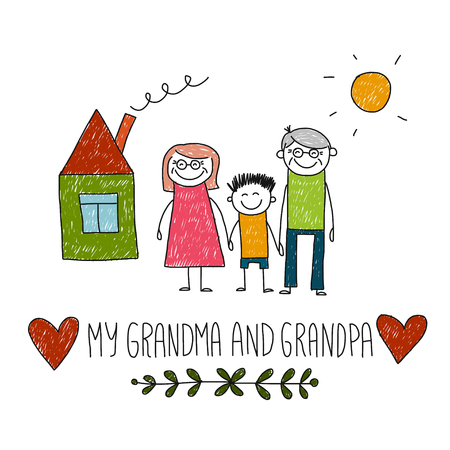 Image of how I love my grandparentsのイラスト素材