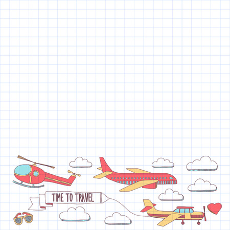 Hand drawn images Travel adventure balloon For any kind of designのイラスト素材