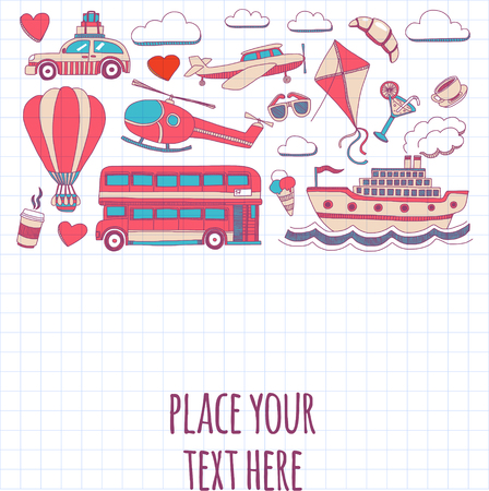 Hand drawn images Travel adventure balloon For any kind of designのイラスト素材