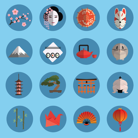 Vector set of japanese icons for any kind of designのイラスト素材