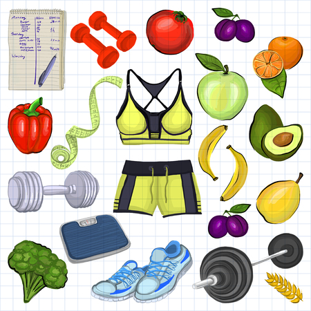 Healthy lifestyle icons for any kind of designのイラスト素材