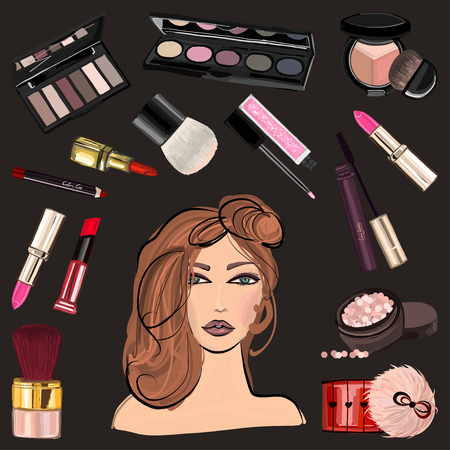 Hand drawn images Cosmetics and Perfume For any kind of designのイラスト素材