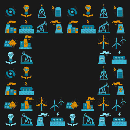 Energy Ecology and Pollution Vector set of icons Linear designのイラスト素材