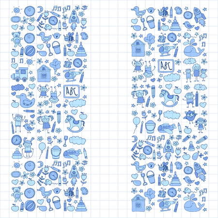 Doodle vector kindergarten elements Hand drawn imagesのイラスト素材