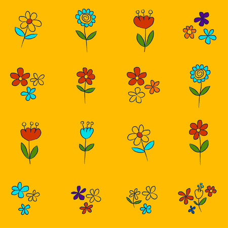 Vector set of doodle flowers Hand drawn imagesのイラスト素材