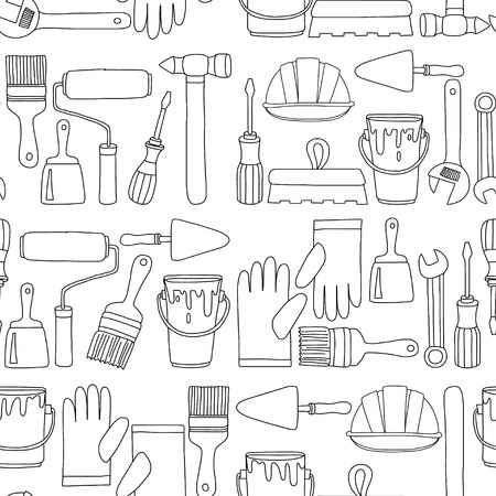 Repair and renovation tools Hand drawn vector picturesのイラスト素材