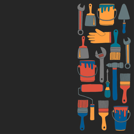 Repair and renovation tools Hand drawn vector picturesのイラスト素材