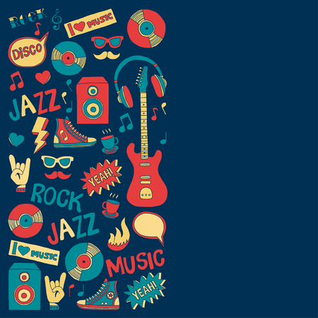 Music doodle vector set Hand drawn picturesのイラスト素材