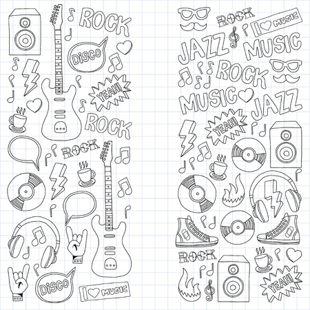 Music doodle vector set Hand drawn picturesのイラスト素材