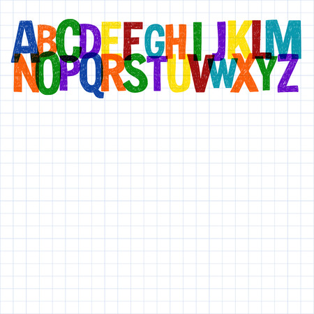 Pattern with colorful hand drawn vector lettersのイラスト素材