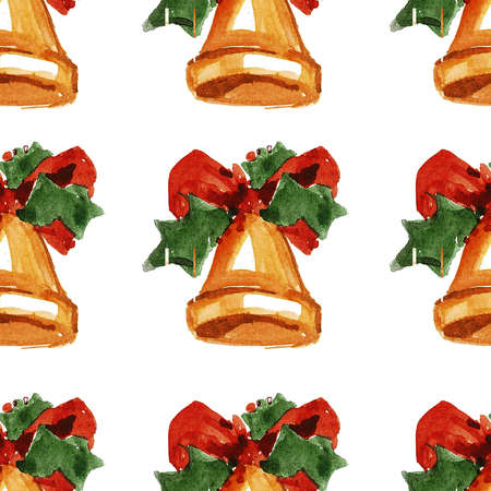 Holly jolly Merry Christmas Seamless pattern Hand drawn imageの写真素材