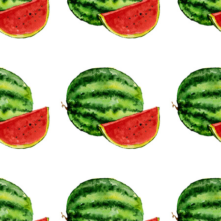 Watercolor seamless pattern with fruits Hand drawn imageの写真素材