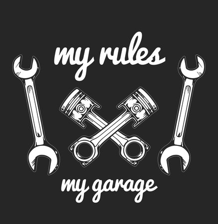 Vector biker set Hand drawn elements Repair Garage Motorcycle Biker Riderのイラスト素材