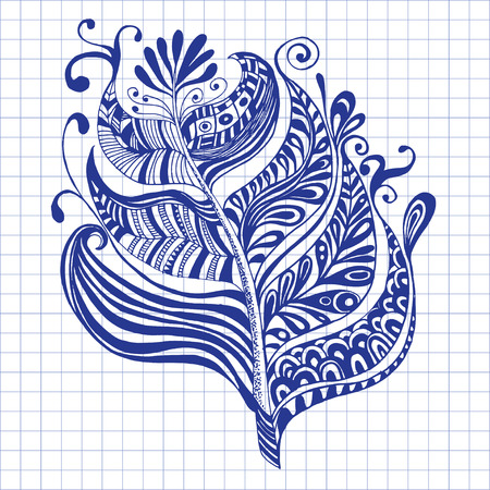 Hand drawn vector feather Tribal ornament for fashion and wallpaperのイラスト素材