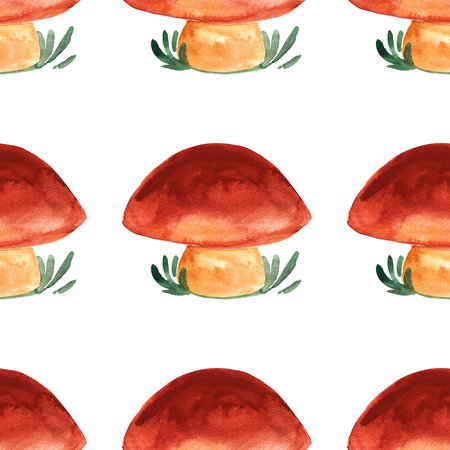 Icon of orange-cap boletus Hand drawn image of mushroomの写真素材