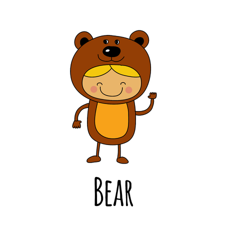 Vector image of cute baby wearing bear costumeのイラスト素材