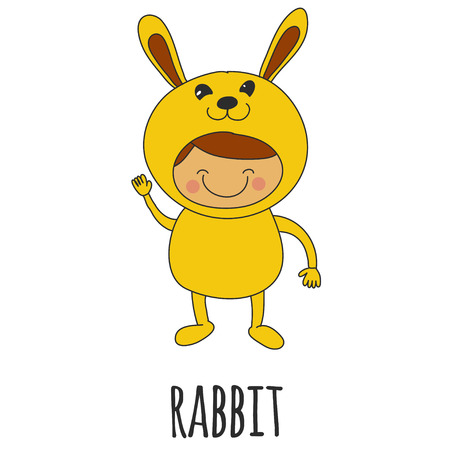 Vector image of cute baby wearing rabbit costumeのイラスト素材