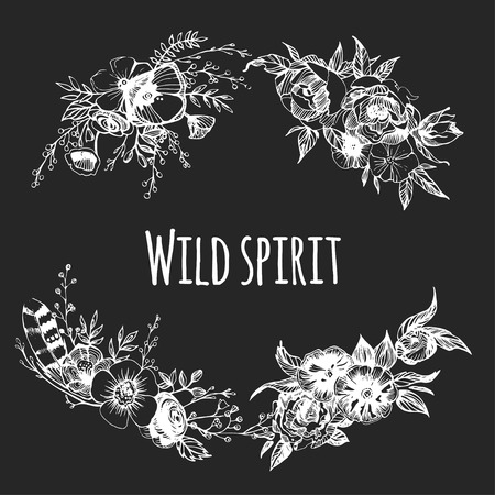 Boho chic image Fashion illustration Boho style For t-shirt, invitation, postersのイラスト素材