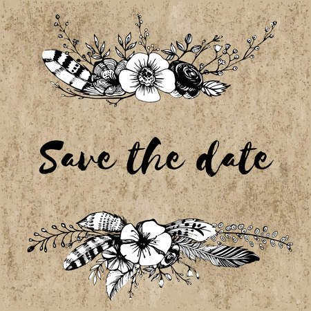 Boho chic image Fashion illustration Boho style For t-shirt, invitation, posters Hand drawn pictureのイラスト素材