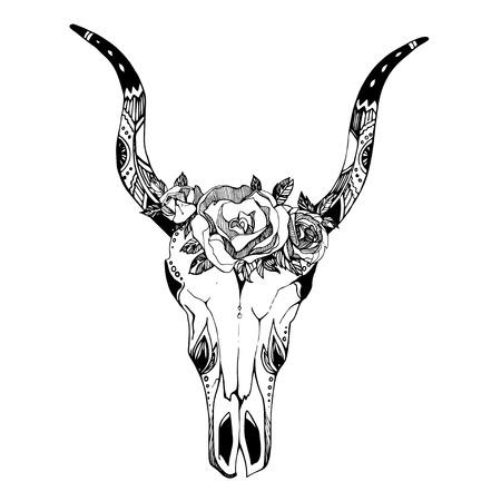 Boho chic image Fashion illustration Boho style For t-shirt, invitation, posters Hand drawn pictureのイラスト素材