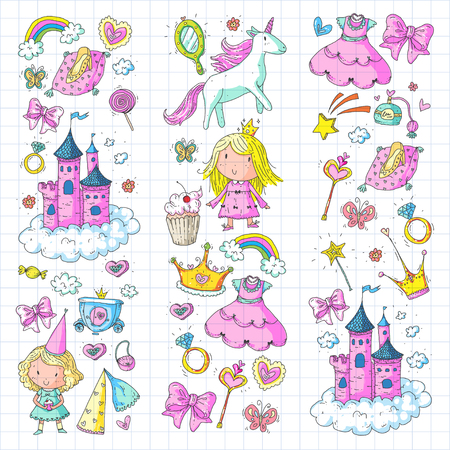 Big Bundle cute collection of beautiful princessesのイラスト素材