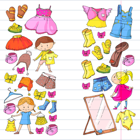 Children clothing Kindergarten boys and girls with clothes.のイラスト素材