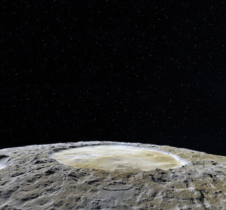 Moon surface. Realistic 3d render of moon and space. Space and planet. Satellite. Nebula. Stars.