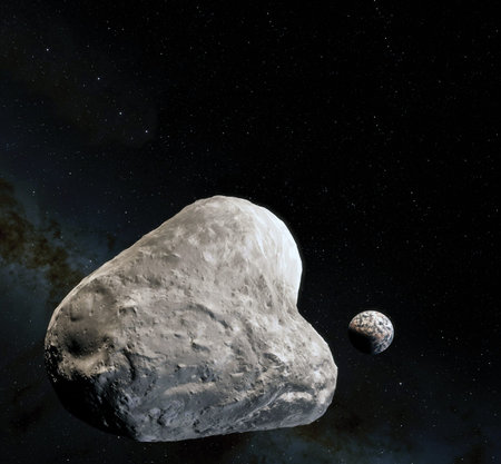 Moon surface. Realistic 3d render of moon and space. Space and planet. Satellite. Nebula. Stars.