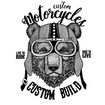 Brown bear Russian bear Hand drawn image for tattoo, t-shirt, emblem, badge, and patch.のイラスト素材