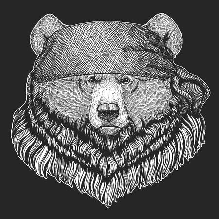 Grizzly bear Big wild bear Hand drawn imageのイラスト素材